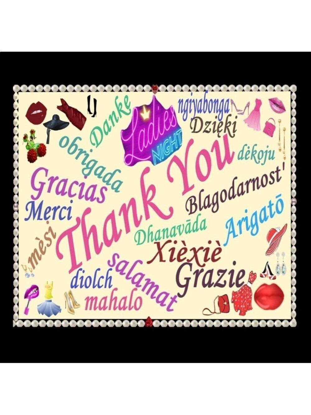 200 (2x2 Inch) Square Stickers, Ladies Night, Full Color, High Gloss, Thank You - Picture 3 of 3